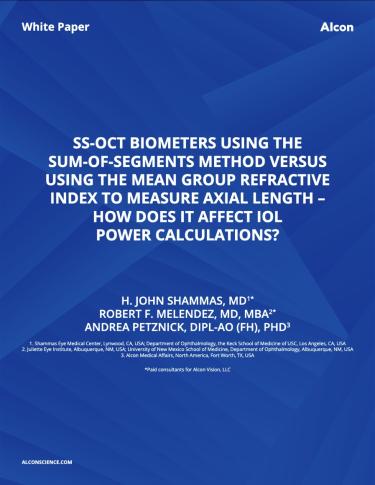 SS-OCT Biometers using the sum-of-segments method versus using the mean group refractive index to measure axial length – how does it affect IOL power calculations?