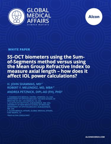 SS-OCT biometers using the Sum-of-Segments method versus using the Mean Group Refractive Index to measure axial length – how does it affect IOL power calculations?